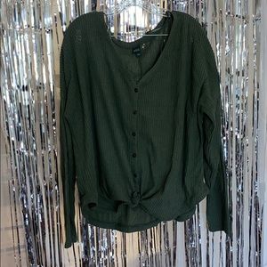 Tie Front Long Sleeve Top